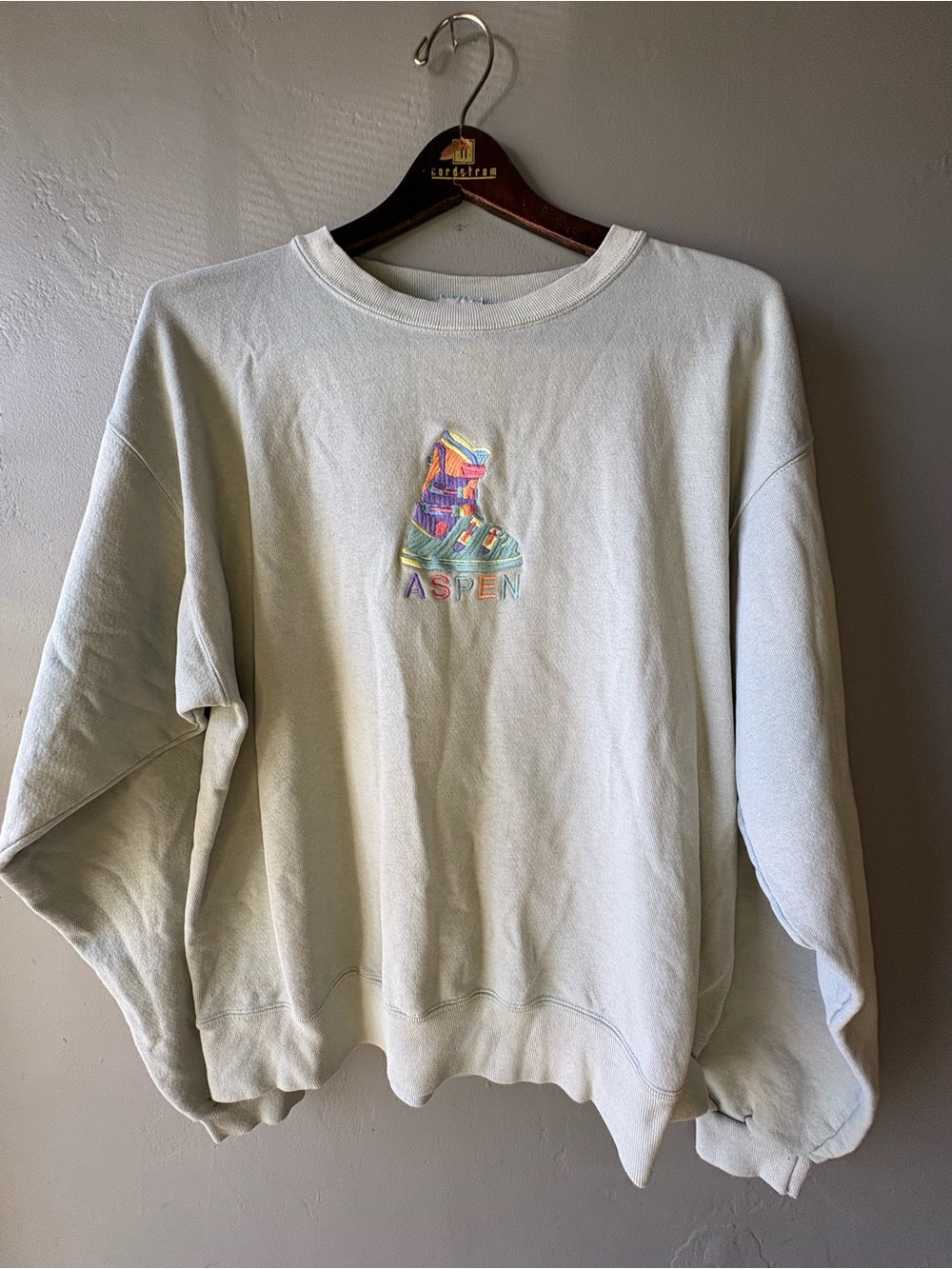 1990s Cotton Deluxe Embroidered Aspen Crew Sweatshirt - Size L